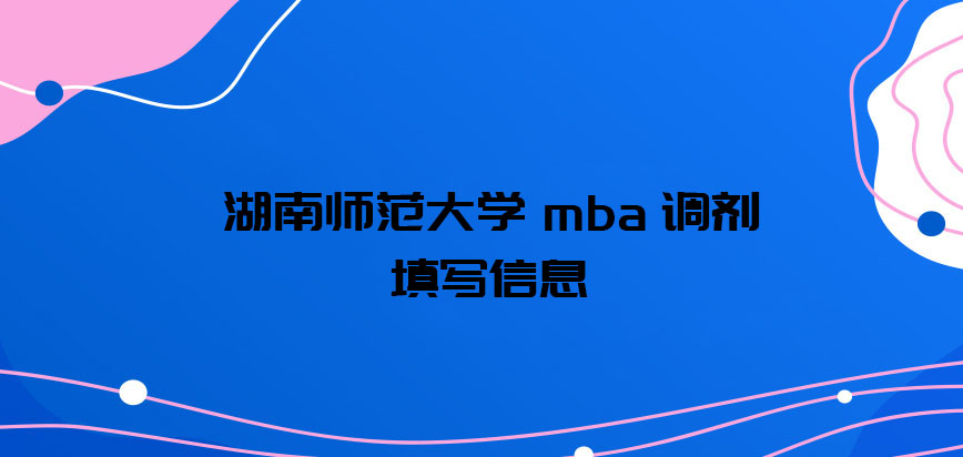 湖南师范大学mba调剂填写信息需要登录哪个网站呢